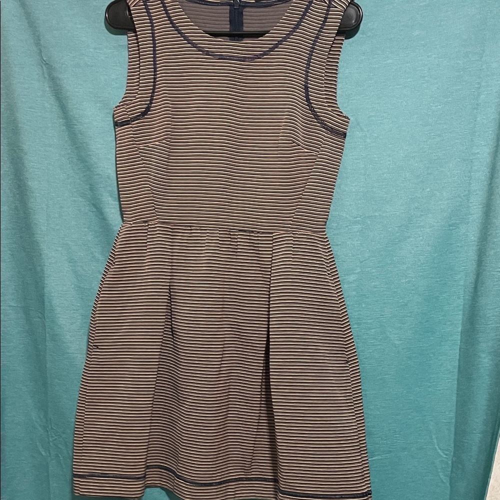 Max & Co. Navy and Beige Striped Midi Dress